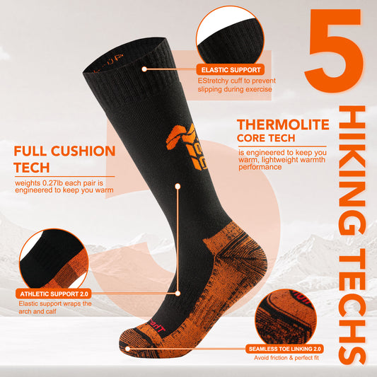 Tactical Boot Socks for Men, Mid-Calf, Cushioned, Moisture-Wicking & Quick-Dry, Athletic Support, 2-Pack