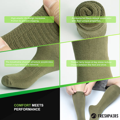 Men's Hiking Socks, Tactical Boot for Men, Over-the-Calf Work Boot Socks, 4 Pack