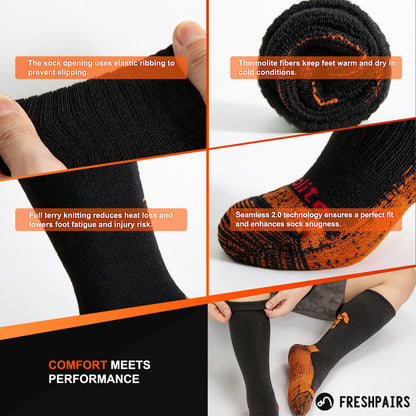 Tactical Boot Socks for Men, Mid-Calf, Cushioned, Moisture-Wicking & Quick-Dry, Athletic Support, 2-Pack