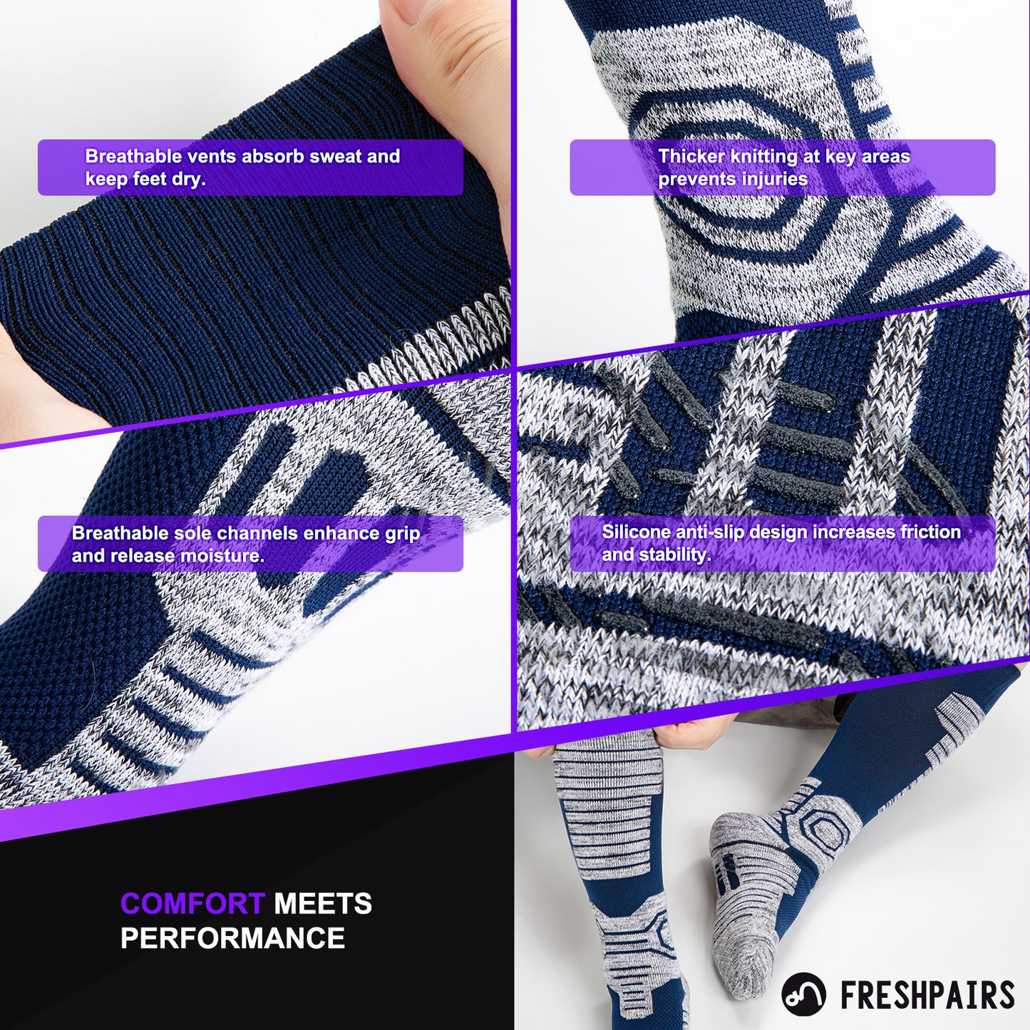 Thermal Ski Socks – Moisture-Wicking, Cushioned, Warm Winter Socks for Skiing & Snowboarding, Cold Weather Socks