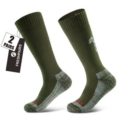 Tactical Boot Socks for Men, Mid-Calf, Cushioned, Moisture-Wicking & Quick-Dry, Athletic Support, 2-Pack