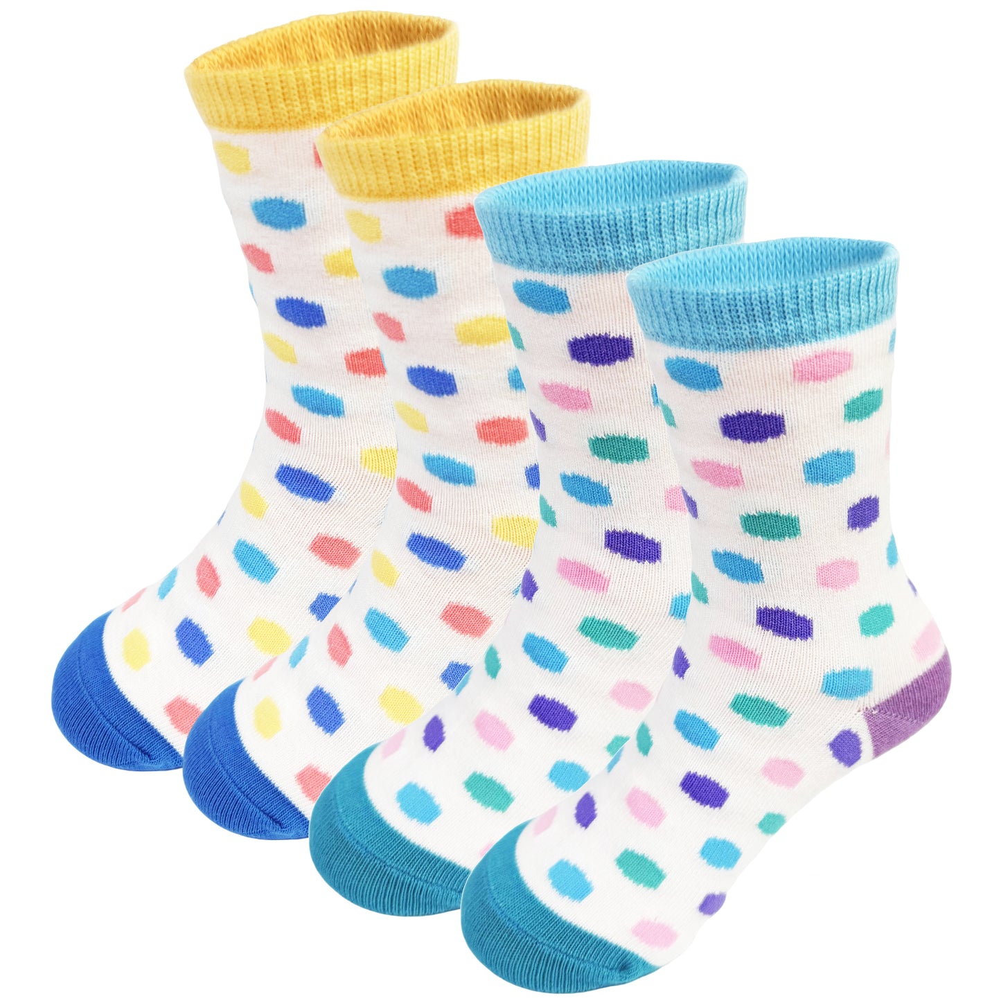Freshpairs Non-Slip Toddler Socks, Grip Ankle Socks for Girls 2-4 Years (Fits 7C-11C), Colorful Polka Dot, Combed Cotton, Star Grip Bottoms, 2-Pack