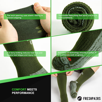 Tactical Boot Socks for Men, Mid-Calf, Cushioned, Moisture-Wicking & Quick-Dry, Athletic Support, 2-Pack