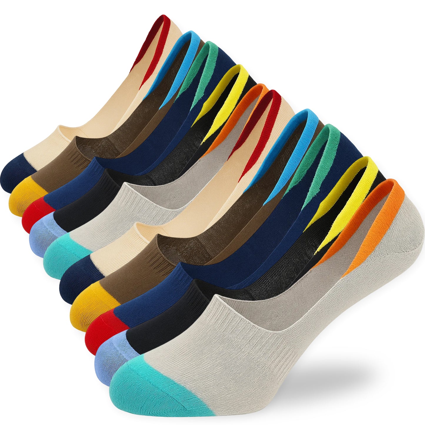 10 Pairs Unisex Athletic Cotton Non Slip Low Cut Flat Liner No Show Socks