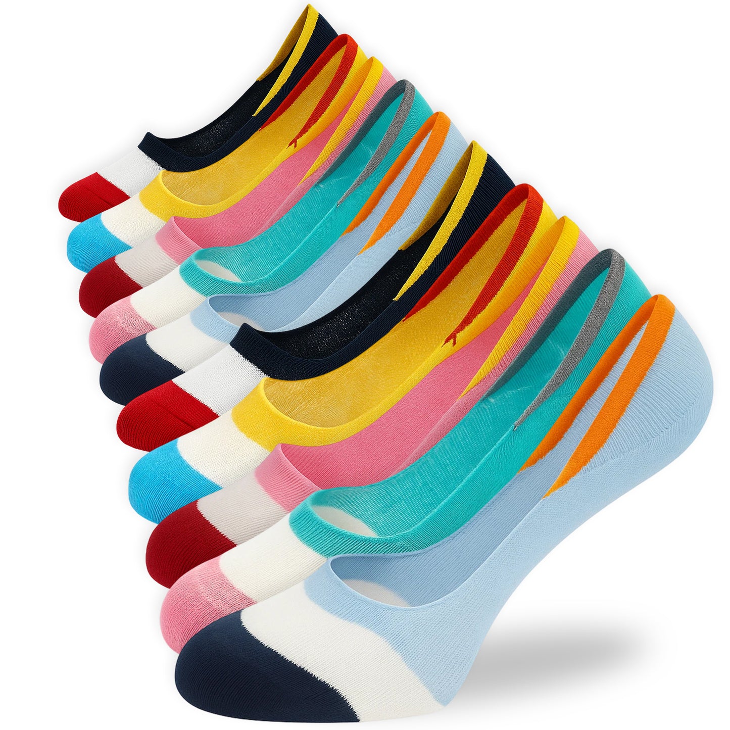 10 Pairs Unisex Athletic Cotton Non Slip Low Cut Flat Liner No Show Socks