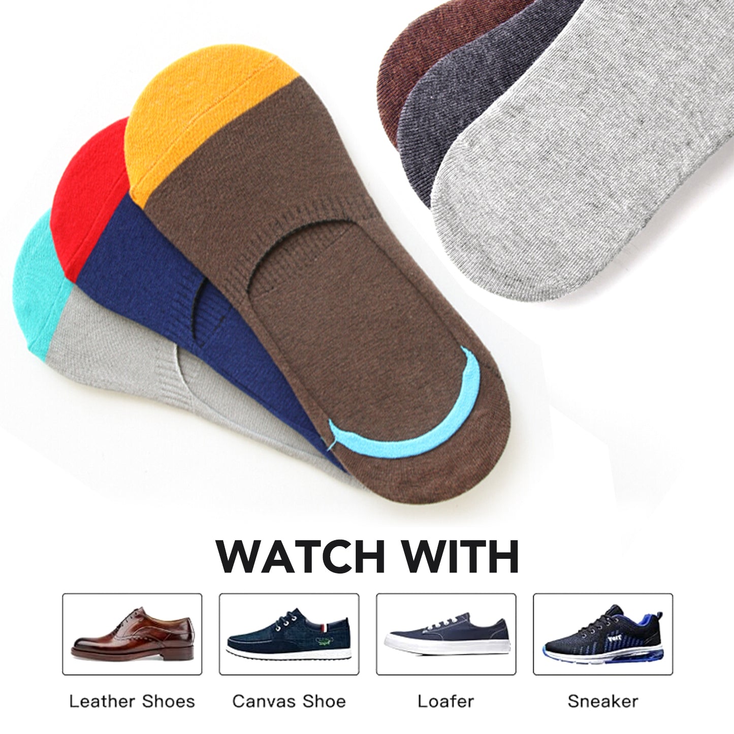 10 Pairs Unisex Athletic Cotton Non Slip Low Cut Flat Liner No Show Socks