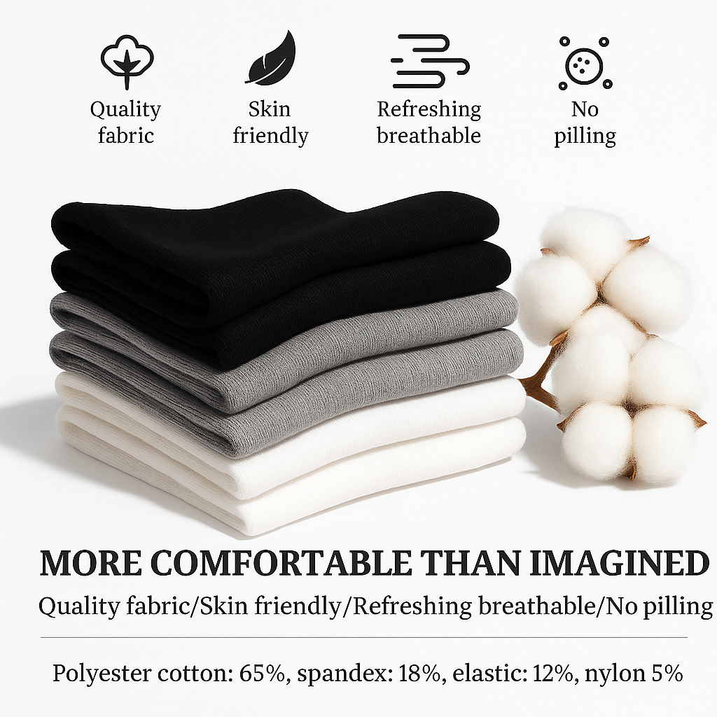 Freshpairs Women's Organic Cotton Crew Socks, Soft & Breathable Casual Calf Socks, 6 Pairs