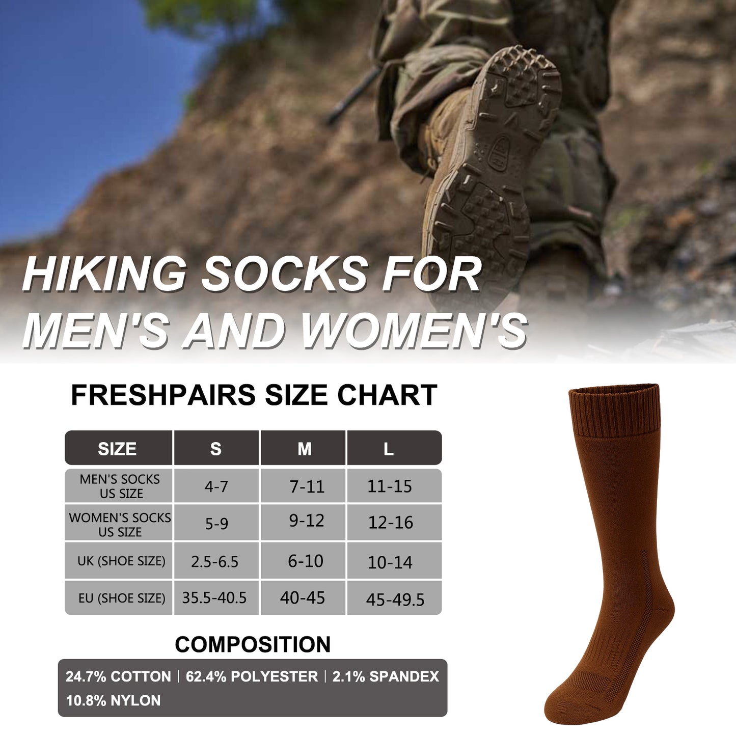 Men's Hiking Socks, Tactical Boot for Men, Over-the-Calf Work Boot Socks