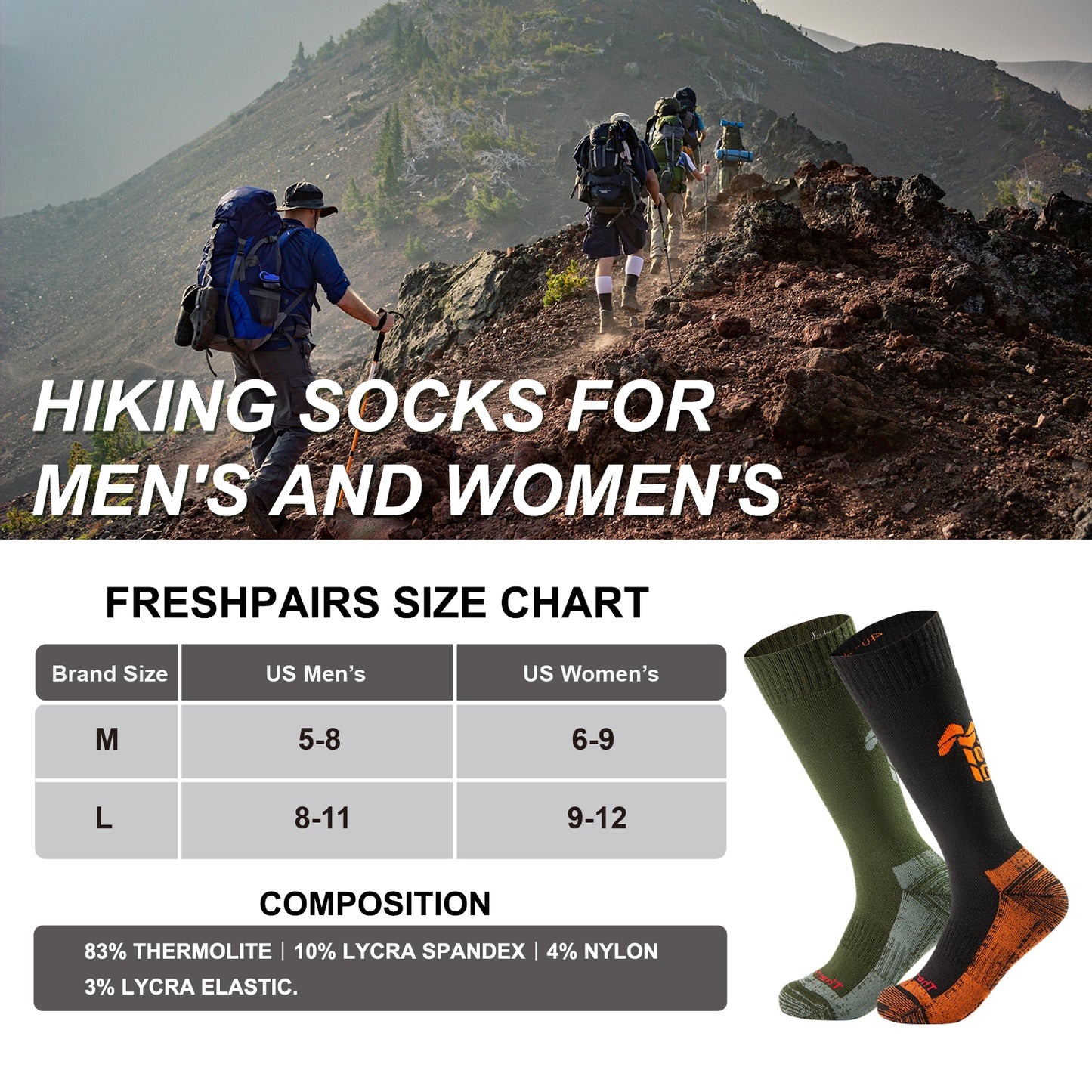 Tactical Boot Socks for Men, Mid-Calf, Cushioned, Moisture-Wicking & Quick-Dry, Athletic Support, 2-Pack