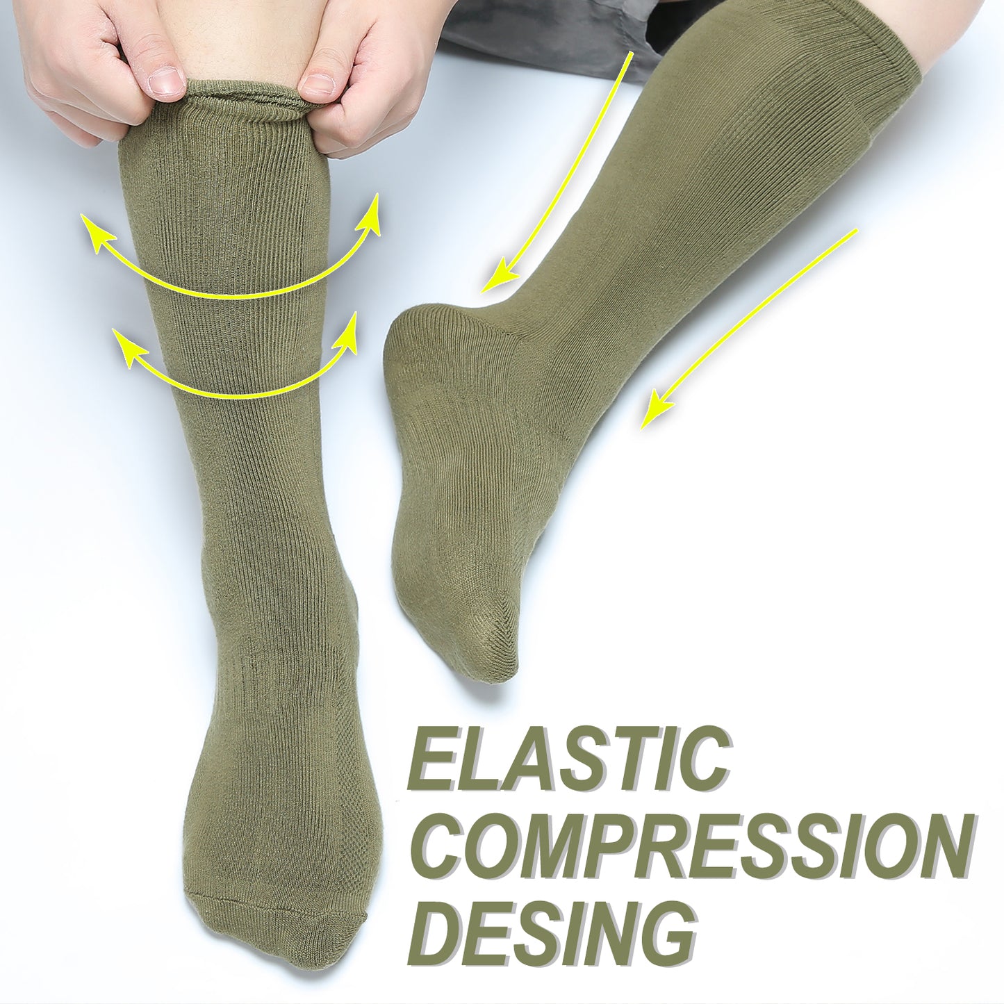 Men's Hiking Socks, Tactical Boot for Men, Over-the-Calf Work Boot Socks, 4 Pack