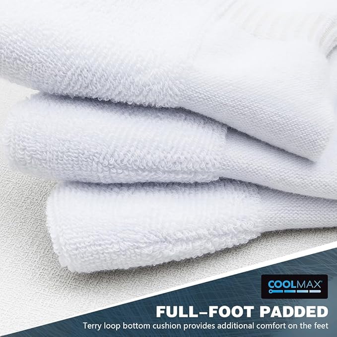 Moisture Control Crew Socks for Men & Women – Cushioned Athletic & Hiking Cotton Socks, Breathable, 4-Pack