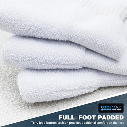 Moisture Control Crew Socks for Men & Women – Cushioned Athletic & Hiking Cotton Socks, Breathable, 4-Pack