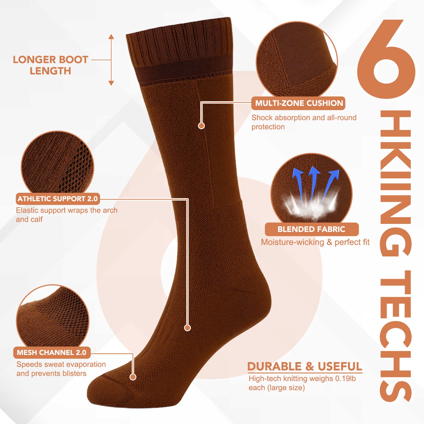 Men's Hiking Socks, Tactical Boot for Men, Over-the-Calf Work Boot Socks