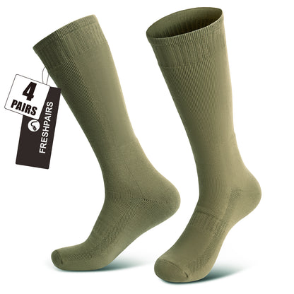 Men's Hiking Socks, Tactical Boot for Men, Over-the-Calf Work Boot Socks, 4 Pack