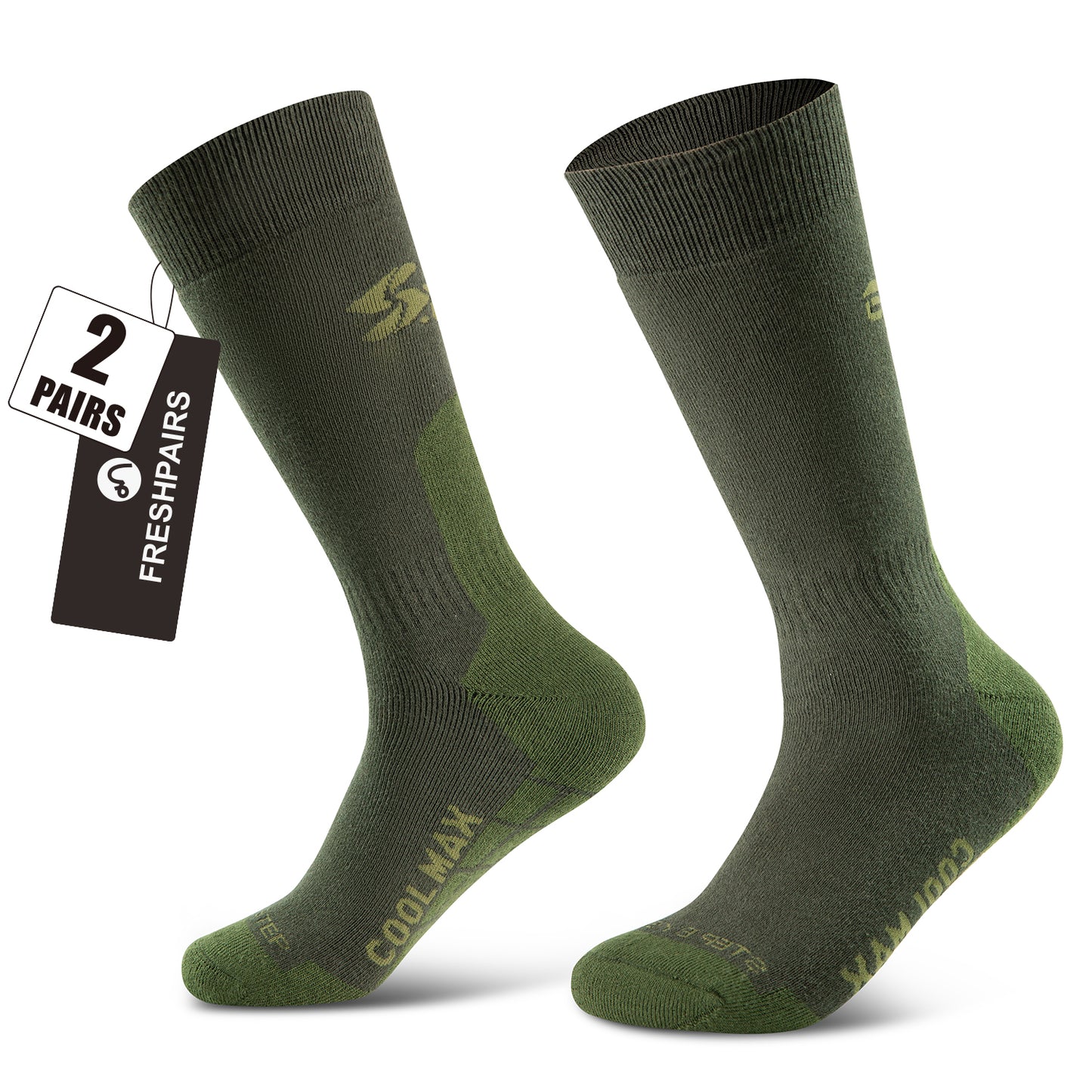 Tactical Boot Socks for Men, Mid-Calf, Cushioned, Moisture-Wicking & Quick-Dry, Athletic Support, 2-Pack