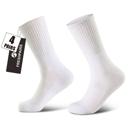 Moisture Control Crew Socks for Men & Women – Cushioned Athletic & Hiking Cotton Socks, Breathable, 4-Pack