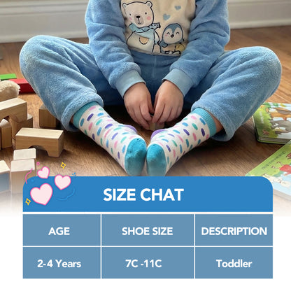 Freshpairs Non-Slip Toddler Socks, Grip Ankle Socks for Girls 2-4 Years (Fits 7C-11C), Colorful Polka Dot, Combed Cotton, Star Grip Bottoms, 2-Pack